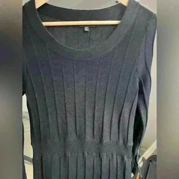 Spense Women’s Black Ribbed Preppy Classic Knit Normcore Midi Dress Medium - Picture 5 of 12
